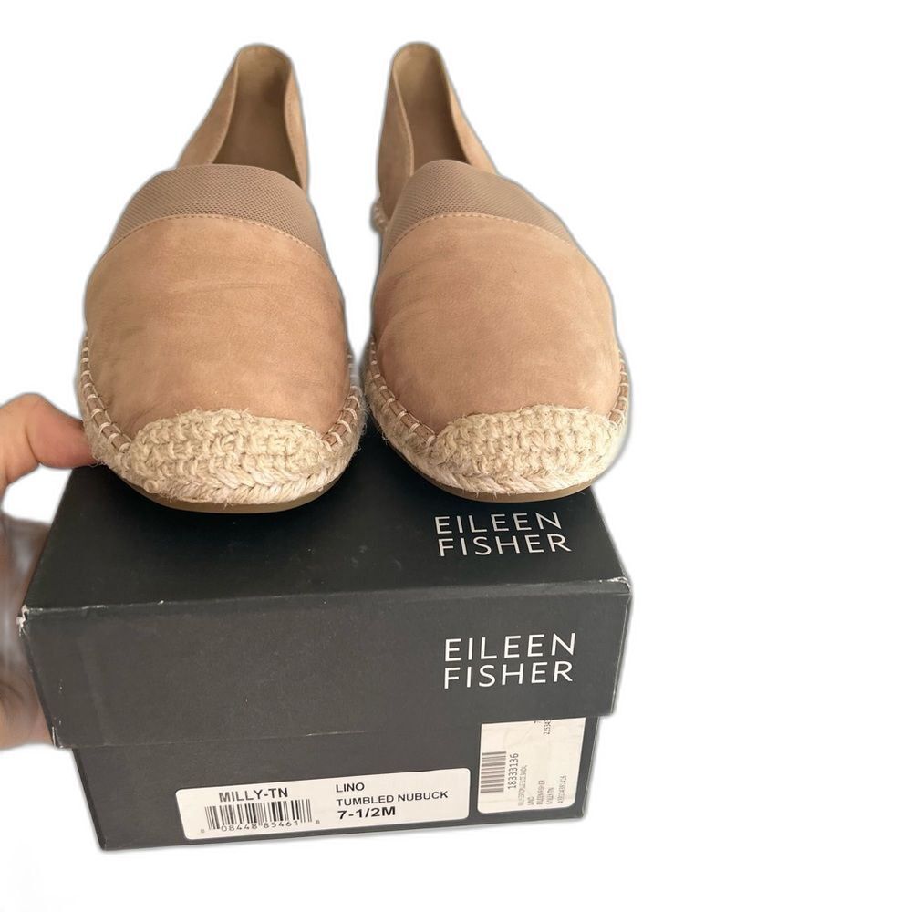 Eileen Fisher Lino Tumbled Nubuck Espadrille Closed Toe Sandal Size 7.5